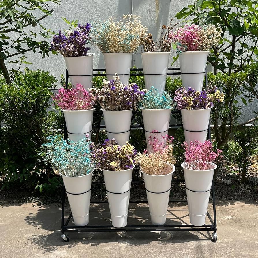 シンプルなフラワースタンド ホイール付き 白41 シンプルなフラワースタンド ホイール付き 白41